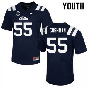 Youth Preston Cushman Navy University of Mississippi College Football #55 Jersey 719442-655