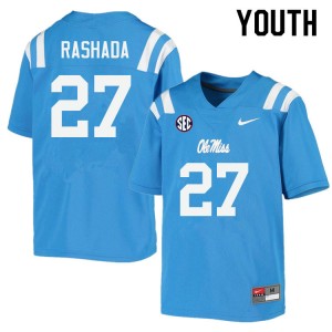Youth Roman Rashada Powder Blue University of Mississippi College Football #27 Jersey 190598-556
