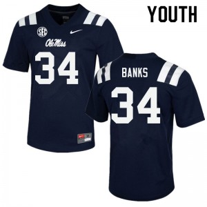 Youth Tyler Banks Navy Rebels College Football #34 Jersey 811654-761