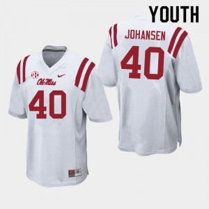 Youth Zach Johansen White Ole Miss College Football #40 Jersey 931268-226