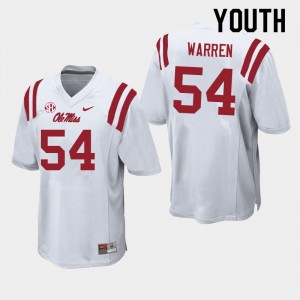 Youth Zaid Warren White University of Mississippi College Football #54 Jersey 140696-693