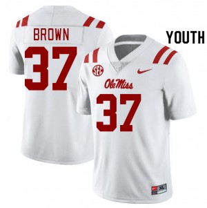 Youth AJ Brown White University of Mississippi College Football #37 Jersey 171246-465