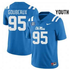 Youth Ben Goubeaux Powder Blue Ole Miss Rebels College Football #95 Jersey 474210-735
