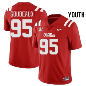 Youth Ben Goubeaux Red Ole Miss College Football #95 Jersey 325653-783