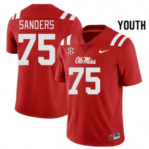 Youth Brycen Sanders Red Ole Miss College Football #75 Jersey 950319-733