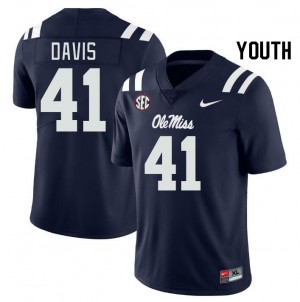 Youth Caden Davis Navy University of Mississippi College Football #41 Jersey 392826-428