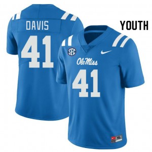 Youth Caden Davis Powder Blue University of Mississippi College Football #41 Jersey 102784-994
