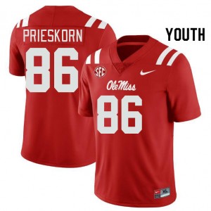 Youth Caden Prieskorn Red Ole Miss Rebels College Football #86 Jersey 424107-670