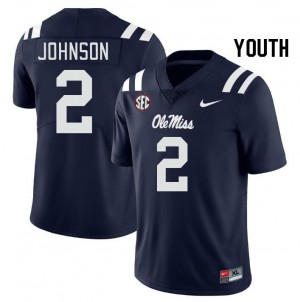 Youth Cedric Johnson Navy Ole Miss Rebels College Football #2 Jersey 899332-343