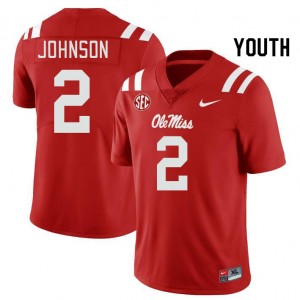 Youth Cedric Johnson Red Ole Miss College Football #2 Jersey 126664-712