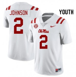 Youth Cedric Johnson White Ole Miss College Football #2 Jersey 233383-574