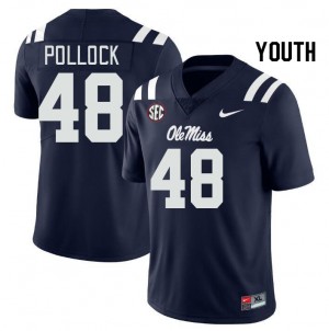 Youth Charlie Pollock Navy Ole Miss Rebels College Football #48 Jersey 535113-918