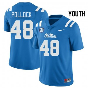 Youth Charlie Pollock Powder Blue Ole Miss Rebels College Football #48 Jersey 688091-353