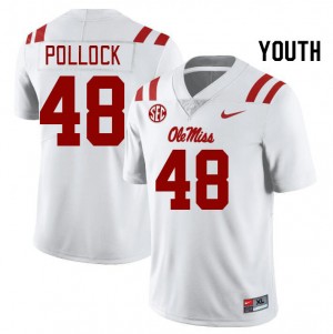 Youth Charlie Pollock White Ole Miss College Football #48 Jersey 945029-872