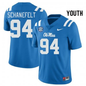 Youth Christian Schanefelt Powder Blue Ole Miss Rebels College Football #94 Jersey 151650-771
