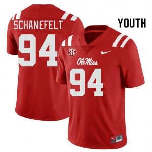 Youth Christian Schanefelt Red University of Mississippi College Football #94 Jersey 312801-447
