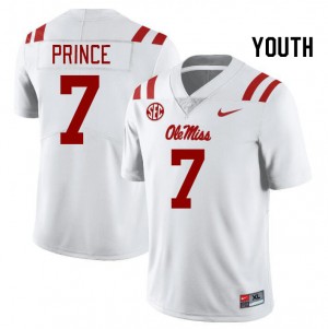 Youth Deantre Prince White Rebels College Football #7 Jersey 671984-701