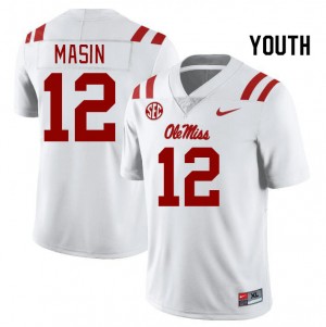 Youth Fraser Masin White Ole Miss College Football #12 Jersey 341997-385