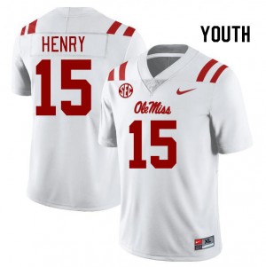 Youth JJ Henry White Rebels College Football #15 Jersey 589164-673