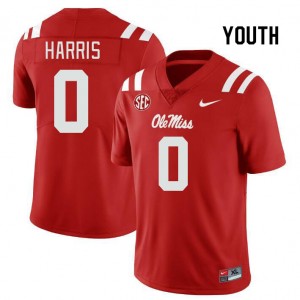 Youth Joshua Harris Red Ole Miss College Football #0 Jersey 578909-340