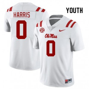 Youth Joshua Harris White Ole Miss College Football #0 Jersey 635447-356