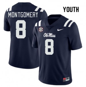 Youth Monty Montgomery Navy Ole Miss Rebels College Football #8 Jersey 678488-430