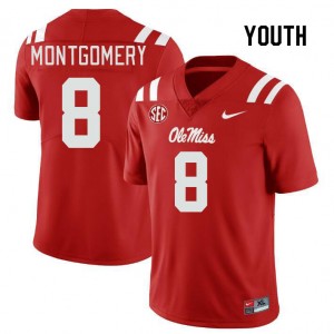 Youth Monty Montgomery Red Ole Miss Rebels College Football #8 Jersey 927156-481