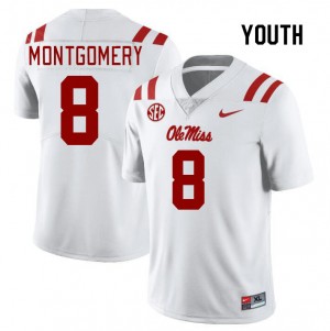 Youth Monty Montgomery White University of Mississippi College Football #8 Jersey 980187-280