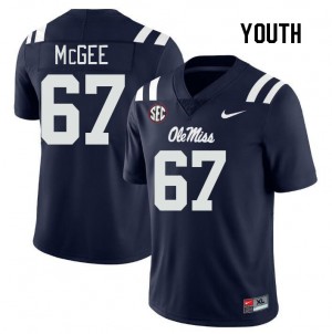 Youth Quincy McGee Navy Ole Miss Rebels College Football #67 Jersey 316292-880
