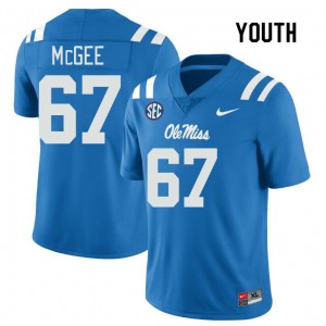 Youth Quincy McGee Powder Blue Rebels College Football #67 Jersey 866913-403