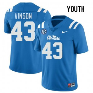 Youth Rayf Vinson Powder Blue Ole Miss Rebels College Football #43 Jersey 729125-490