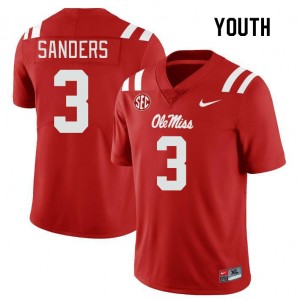 Youth Spencer Sanders Red Ole Miss College Football #3 Jersey 359815-126