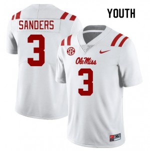 Youth Spencer Sanders White University of Mississippi College Football #3 Jersey 554640-872