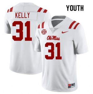 Youth Torian Kelly White University of Mississippi College Football #31 Jersey 288646-372