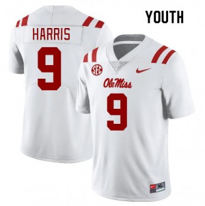 Youth Tre Harris White Ole Miss College Football #9 Jersey 843972-429