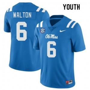 Youth Zamari Walton Powder Blue Ole Miss College Football #6 Jersey 945946-203