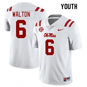 Youth Zamari Walton White Ole Miss College Football #6 Jersey 421215-401