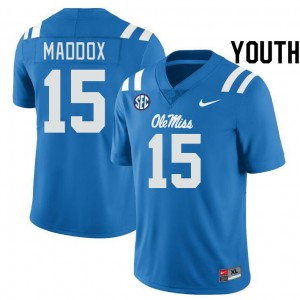 Youth AJ Maddox Powder Blue Ole Miss College Football #15 Jersey 691592-791