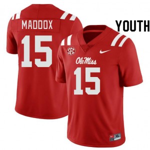Youth AJ Maddox Red Ole Miss College Football #15 Jersey 709770-325