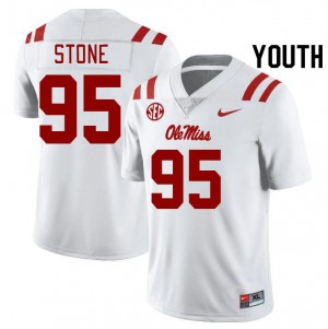 Youth Akelo Stone White Ole Miss Rebels College Football #95 Jersey 481394-170