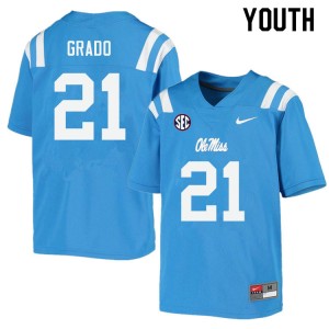 Youth Alex Grado Powder Blue Ole Miss College Football #21 Jersey 296838-443