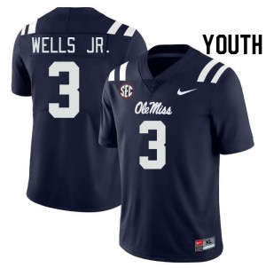 Youth Antwane Wells Jr. Navy Ole Miss College Football #3 Jersey 621220-215
