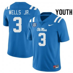 Youth Antwane Wells Jr. Powder Blue Ole Miss College Football #3 Jersey 918108-575