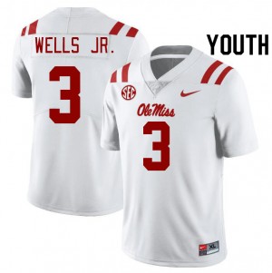 Youth Antwane Wells Jr. White University of Mississippi College Football #3 Jersey 258917-212