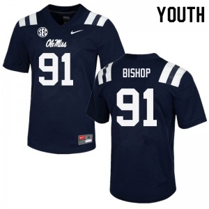 Youth Aubrey Bishop Navy Ole Miss Rebels College Football #91 Jersey 643391-544