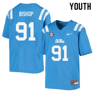 Youth Aubrey Bishop Powder Blue Rebels College Football #91 Jersey 970668-430