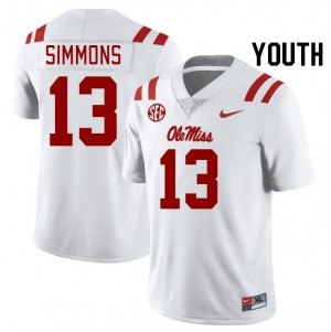 Youth Austin Simmons White Ole Miss Rebels College Football #13 Jersey 969252-885