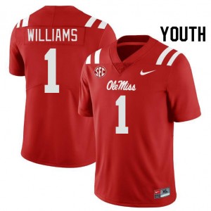Youth Ayden Williams Red University of Mississippi College Football #1 Jersey 500542-255
