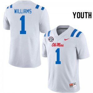 Youth Ayden Williams White Ole Miss Rebels 2024 New College Football #1 Jersey 605492-586