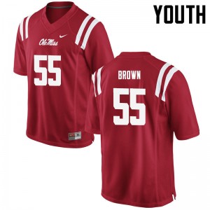 Youth Ben Brown Red University of Mississippi College Football #55 Jersey 688978-936